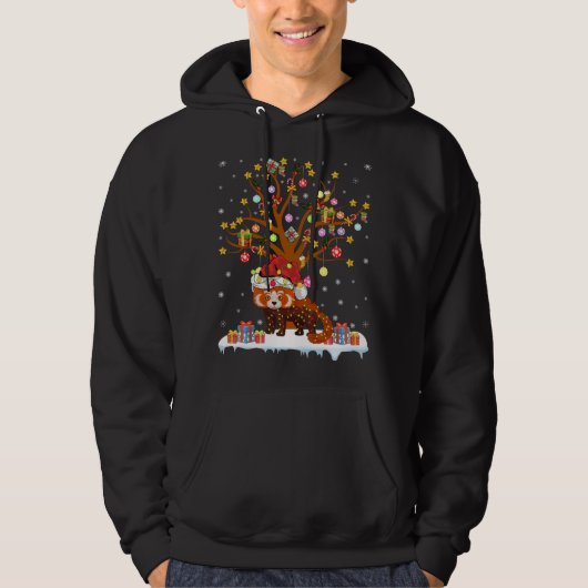 Red Panda Lighting Xmas - Rood Rood Panda Christus Hoodie (Voorkant)
