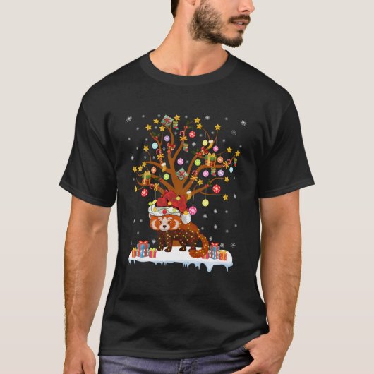 Red Panda Lighting Xmas - Rood Rood Panda Christus T-shirt (Voorkant)