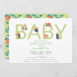 Red Panda Lime Green Baby shower Uitnodiging