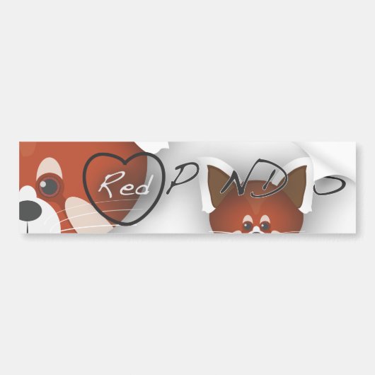 Red Panda Love Bumpersticker (Voorkant)