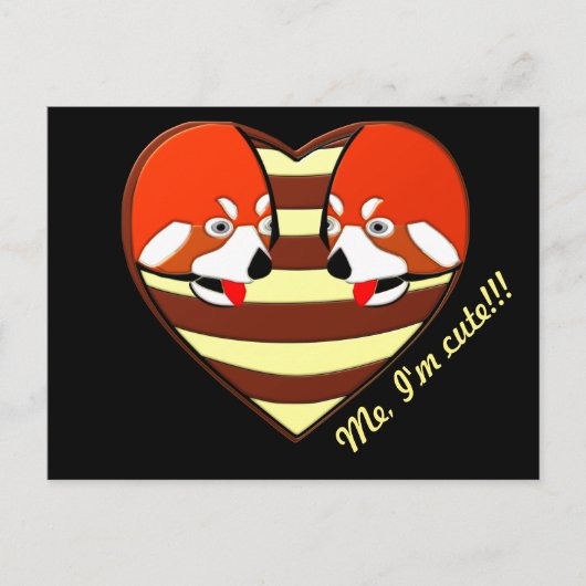 Red Panda Love hart Briefkaart (Voorkant)