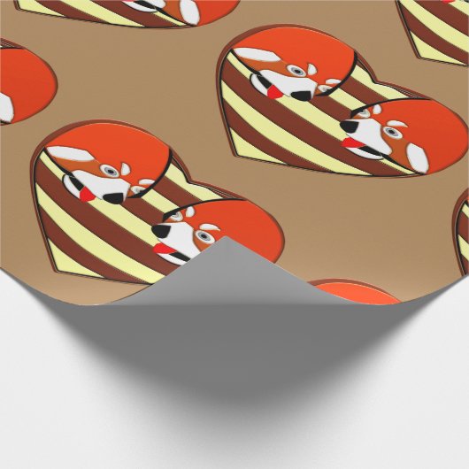 Red Panda Love hart Cadeaupapier (Hoek)