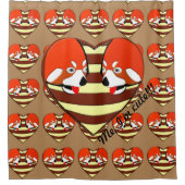 Red Panda Love hart Douchegordijn (Voorkant)