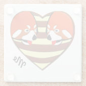 Red Panda Love hart Glazen Onderzetter (Achterkant)