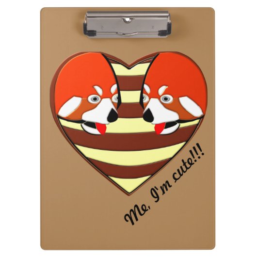 Red Panda Love hart Klembord (Voorkant)