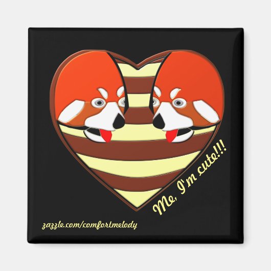 Red Panda Love hart Magneet (Voorkant)