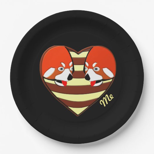 Red Panda Love hart Papieren Bordje (Voorkant)