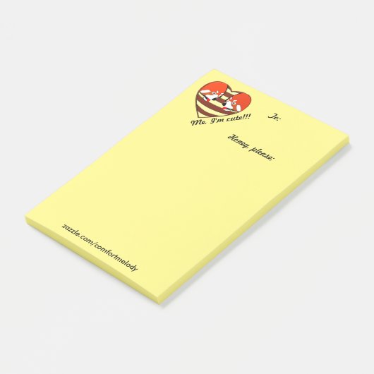 Red Panda Love hart Post-it® Notes (Schuin)