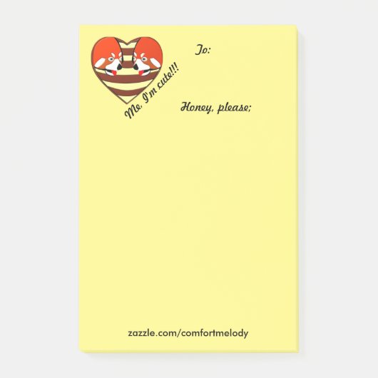 Red Panda Love hart Post-it® Notes (Voorkant)