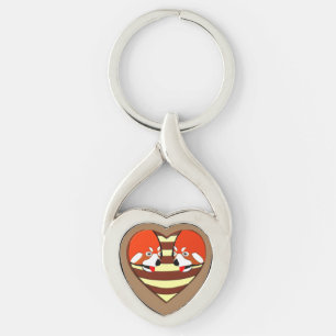 Red Panda Love hart Sleutelhanger