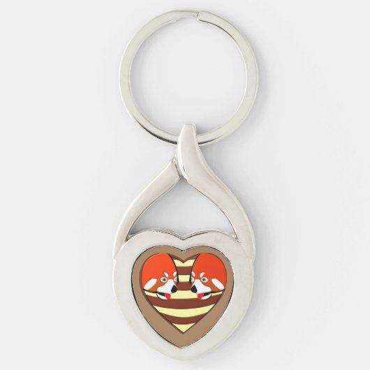 Red Panda Love hart Sleutelhanger (Voorkant)
