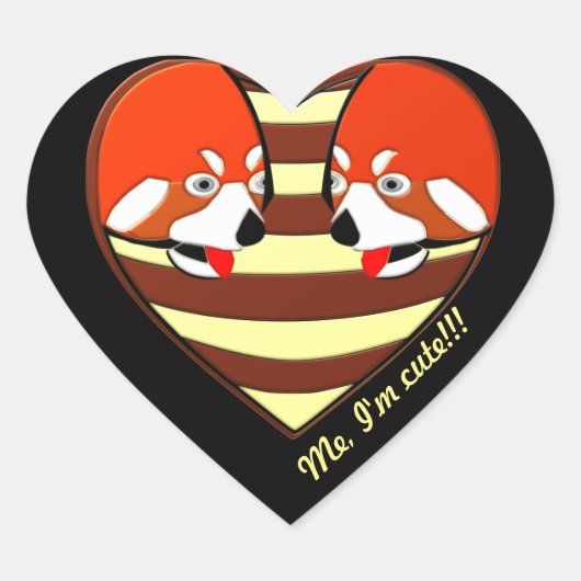 Red Panda Love hart Sticker (Voorkant)