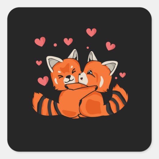 Red Panda Lover Valentijnsdag Gift Red Panda Vierkante Sticker (Voorkant)