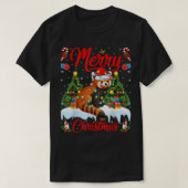 Red Panda Lover Xmas lichtend Santa Hat Red Panda T-shirt (Design voorkant)