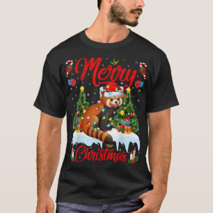 Red Panda Lover Xmas lichtend Santa Hat Red Panda T-shirt
