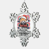 Red Panda Merry Christmas 12/25/25 Tin Sneeuwvlok Ornament (Rechts)