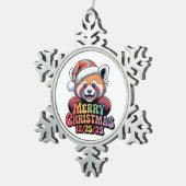 Red Panda Merry Christmas 12/25/25 Tin Sneeuwvlok Ornament (Rechts)