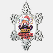 Red Panda Merry Christmas 12/25/25 Tin Sneeuwvlok Ornament (Rechts)