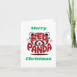 Red Panda Merry Christmas Feestdagen Kaart