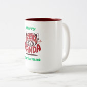 Red Panda Merry Christmas Tweekleurige Koffiemok (Voorkant rechts)