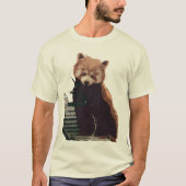 Red Panda met bladeren T-shirt (Voorkant)