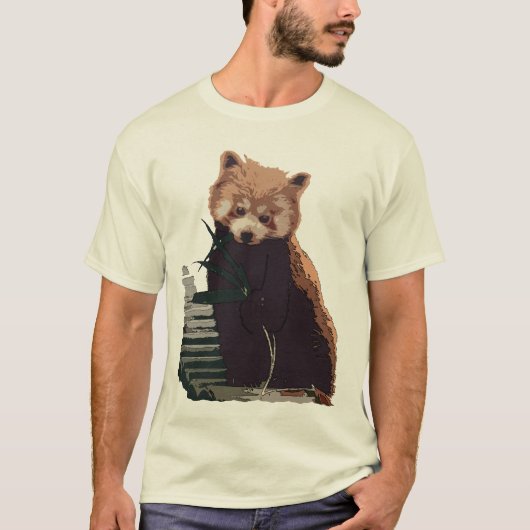 Red Panda met bladeren T-shirt (Voorkant)