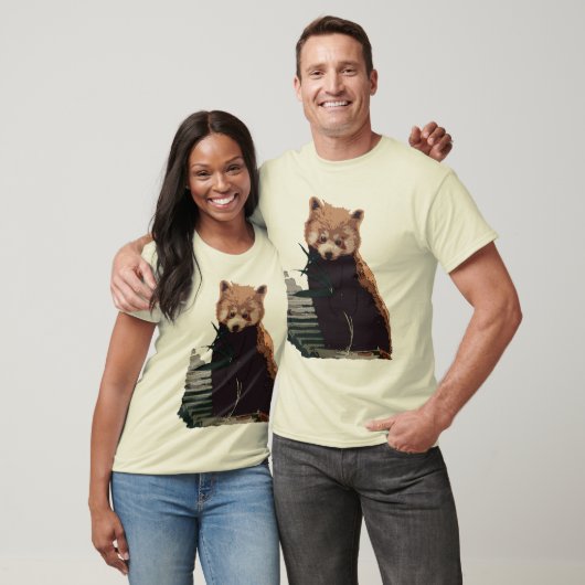 Red Panda met bladeren T-shirt (Unisex)
