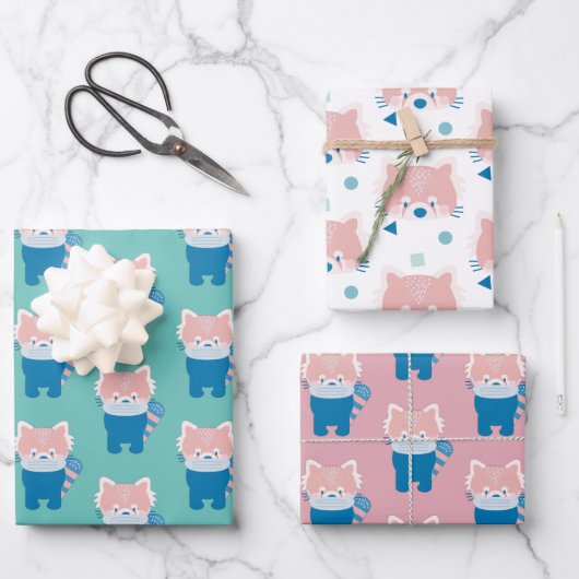 Red Panda met maskerpatroon Inpakpapier Vel (Voorkant)