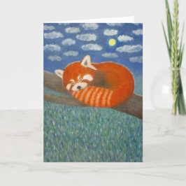 Red Panda met Moon Wenskaart Feestdagen Kaart