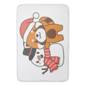 Red Panda met Snowman in de winter voor Kerstmis Badmat (Voorkant Verticaal)