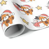 Red Panda met Snowman in de winter voor Kerstmis Cadeaupapier (Rol Hoek)