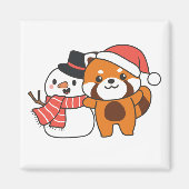 Red Panda met Snowman in de winter voor Kerstmis M Magneet (Voorkant)