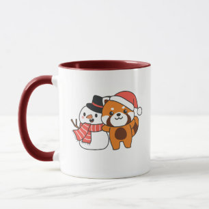 Red Panda met Snowman in de winter voor Kerstmis Mok