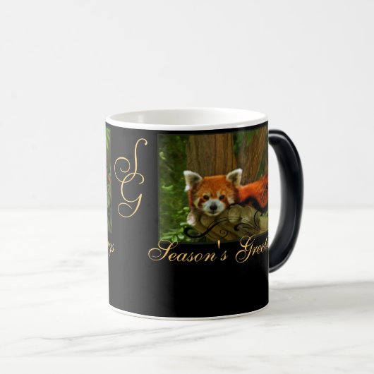 Red Panda Natuur Seasons Greetings Monogram Mok (Voorkant rechts)