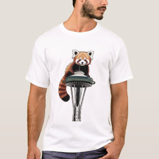Red Panda on Seattle Space Needle T-shirt