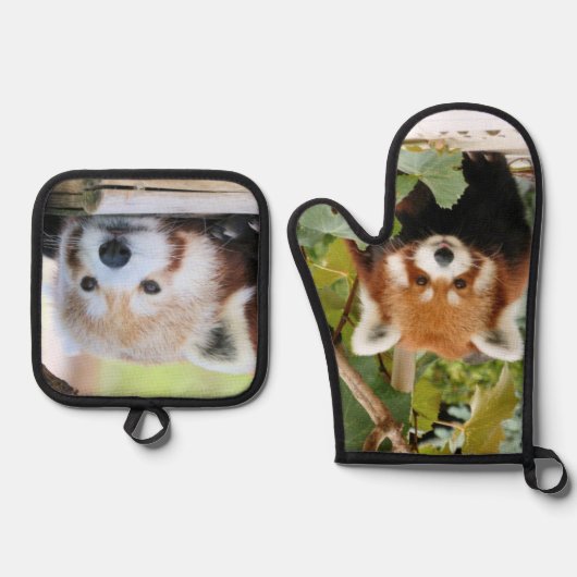 Red Panda Ovenwant & Pannenlap Set (Voorkant)