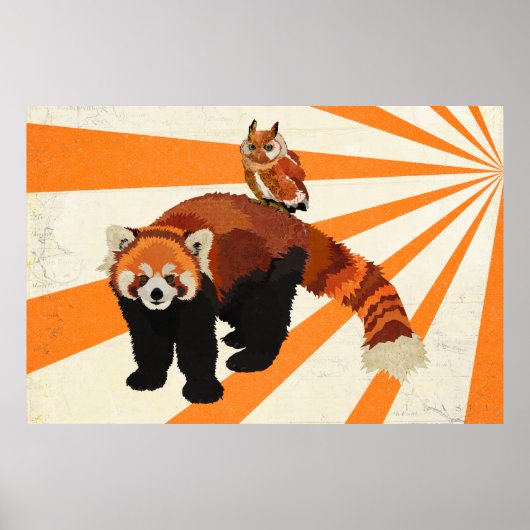 Red Panda & Owl Art Poster (Voorkant)