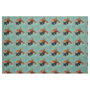 Red Panda & Owl Fabric Stof