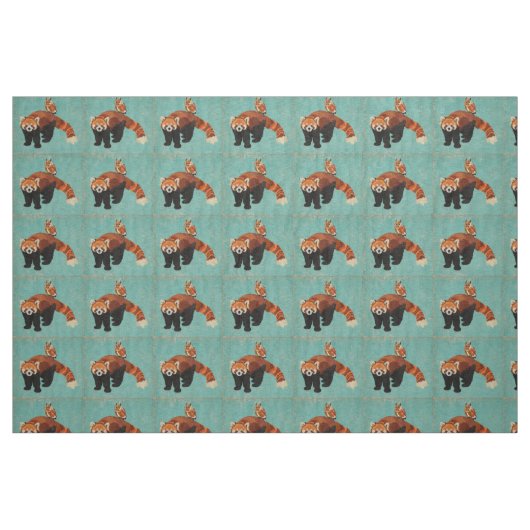 Red Panda & Owl Fabric Stof (Fat Quarter)