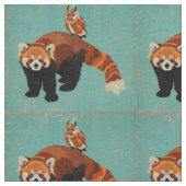 Red Panda & Owl Fabric Stof (Close Up)