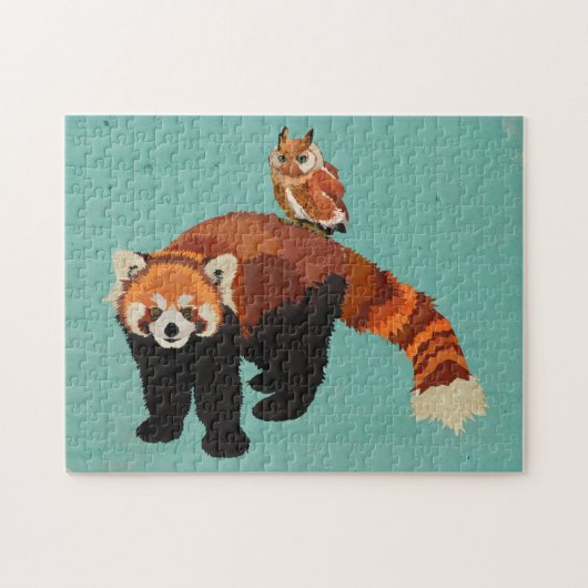 Red Panda & Owl Puzzle Legpuzzel (Horizontaal)