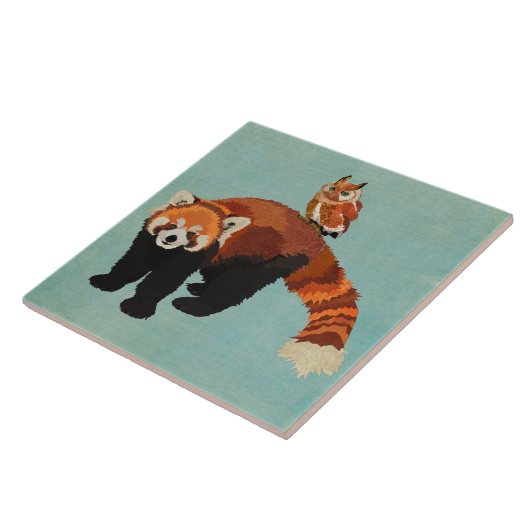 Red Panda & Owl Tile Tegeltje (Zijkant)