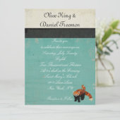 Red Panda & Owl Wedding Invitation Kaart (Staand voorkant)
