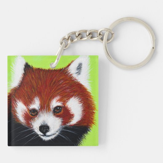 Red Panda Painting Sleutelhanger (Achterkant)