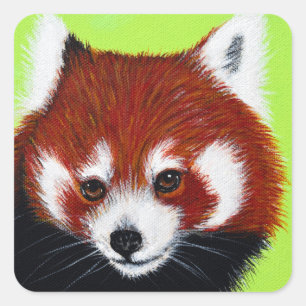 Red Panda Painting Vierkante Sticker