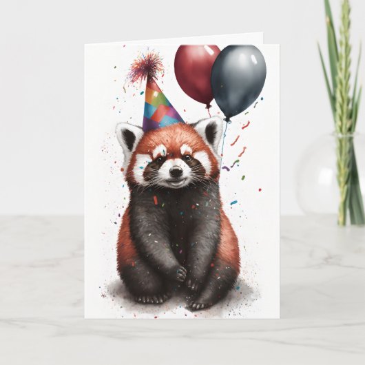 Red Panda Party Wenskaart Kaart (Voorkant)