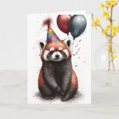 Red Panda Party Wenskaart Kaart (Gele Bloem)