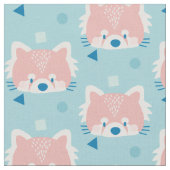 Red Panda Pattern Modern Blue Stof (Close Up)