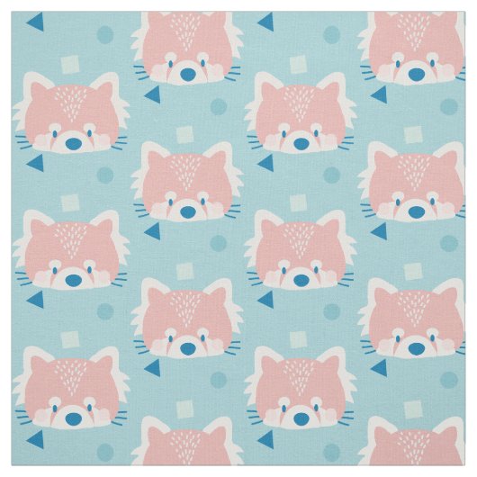 Red Panda Pattern Modern Blue Stof (Swatch)