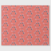 Red Panda Pattern Salmon Red Wrapping Paper Cadeaupapier (Vlak)